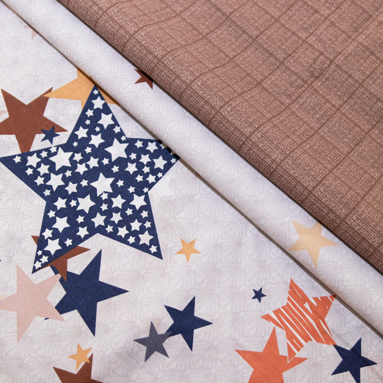 Ткань для постельного белья Бязь "Gold" Lux "Цветные звезды" GL1382 (A+B) - (50м+50м)