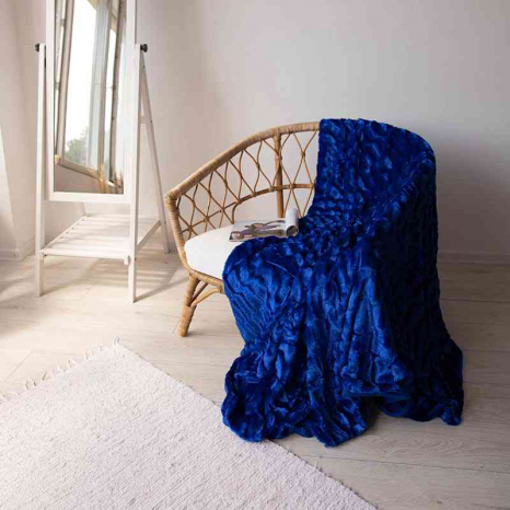 Двостороннє евро-максі покривало-плед "норка" (230*200) - синє