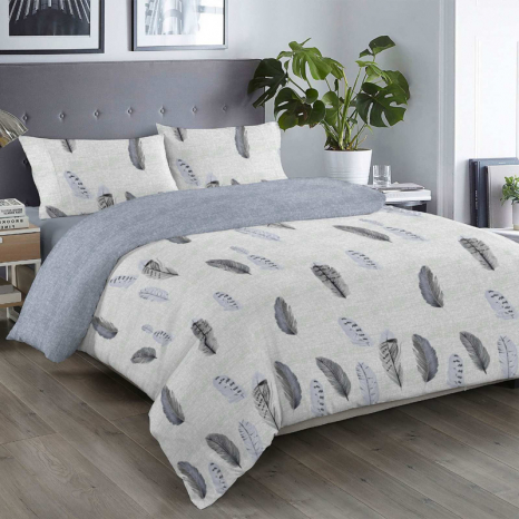 Тканина для постільної білизни Бязь "Gold" Lux "Ніжне пір'я – біле" GL1525 (A+B) - (50м+50м)