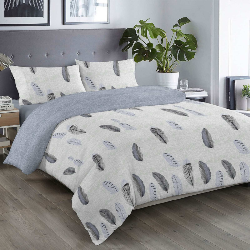 Тканина для постільної білизни Бязь "Gold" Lux "Ніжне пір'я – біле" GL1525 (A+B) - (50м+50м)