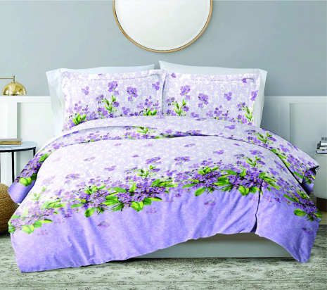 Ткань для постельного белья Бязь "Gold" Lux "Цветочный принт (сиреневый)" GL976