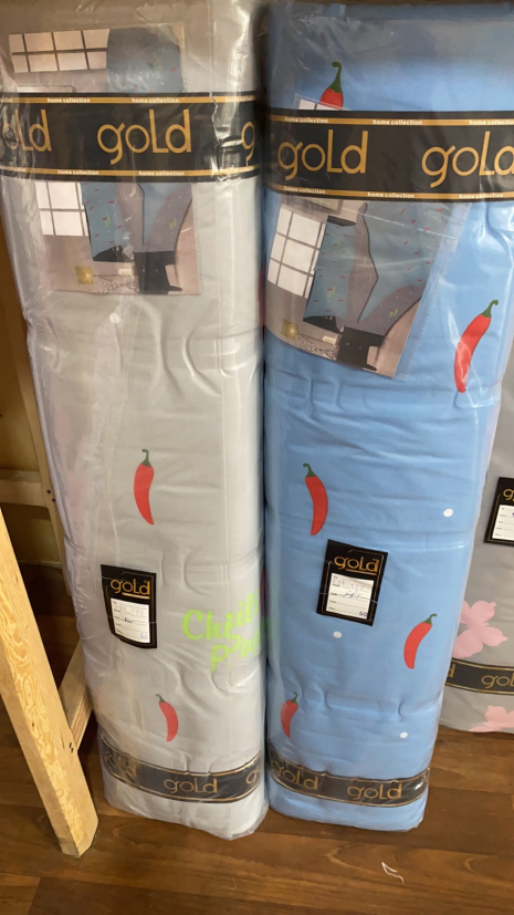 Тканина для постільної білизни Бязь "Gold" Lux "Чилі перець (блакитний)" GL1673 (B) - (50м)