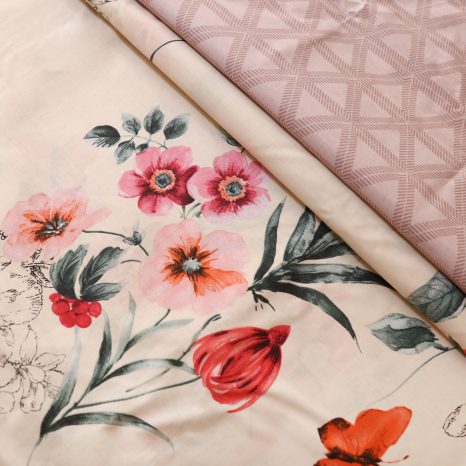 Ткань для постельного белья Бязь "Gold" Lux "Летние цветы" GL1609 (A+B) - (50м+50м)