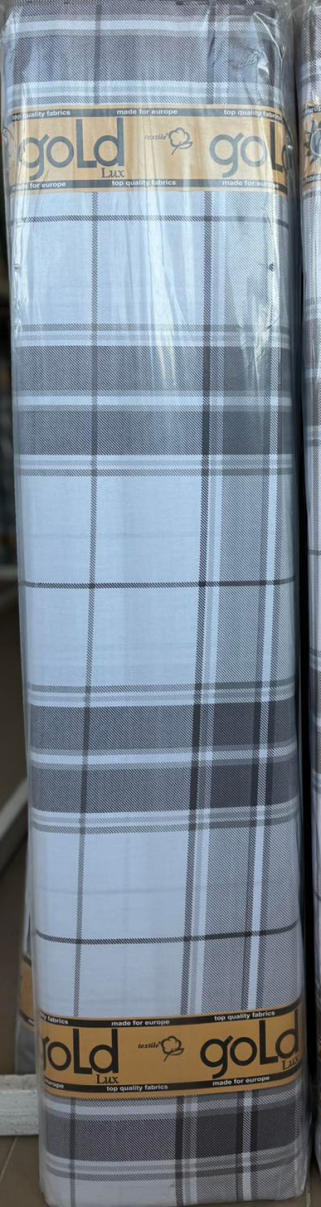 Ткань для постельного белья Бязь "Gold" Lux клетка GL1235grey