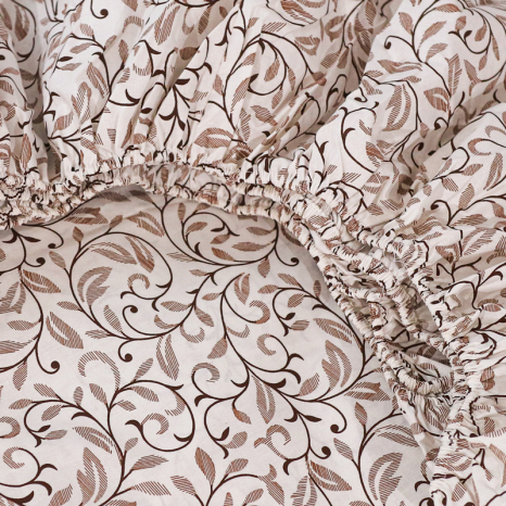 Простынь на резинке (160*200*25) бежевый вензель №663010