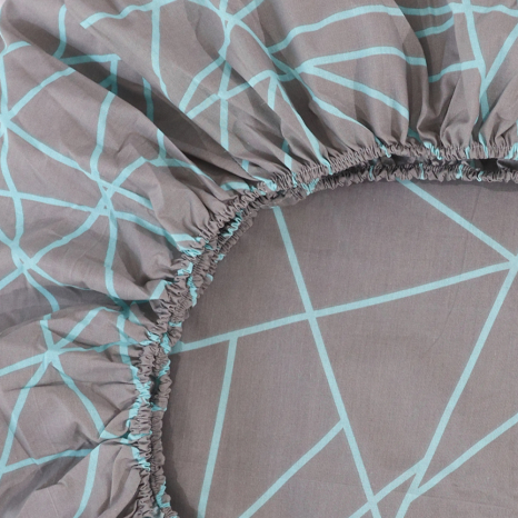 Простынь на резинке (90*200*25) серая с геометрическим принтом №661854