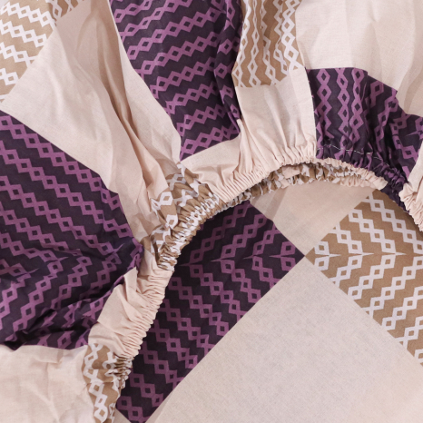 Простынь на резинке (140*200*25) фиолетового цвета в клеточку №665349