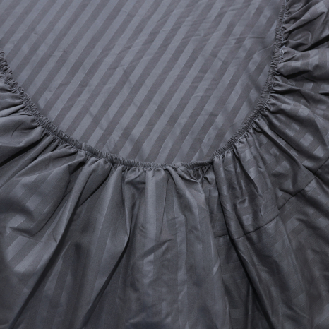 Простынь на резинке (120*200*25) серая полоска №7756