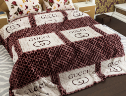 Двоспальне флісове стьобане покривало №55006