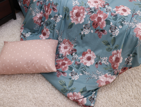 Семейный набор хлопкового постельного белья из Сатина №862AB Черешенка™