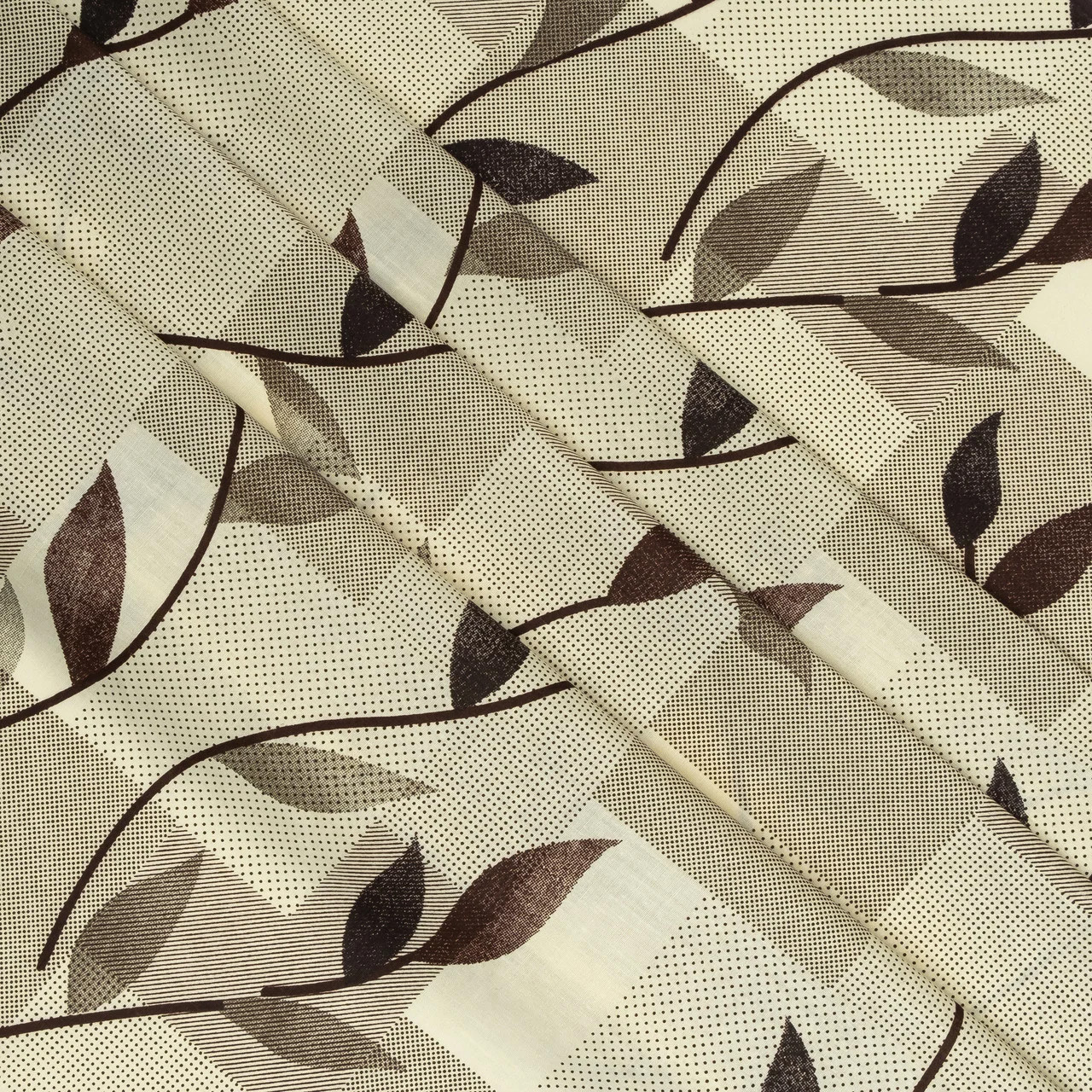 Тканина для постільної білизни Бязь "Gold" "Рослинність" GLL12990brown