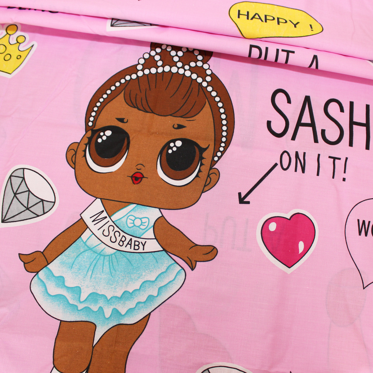 Ткань для постельного белья Бязь "Gold" Lux детская "Мисс Бэби" GLB214