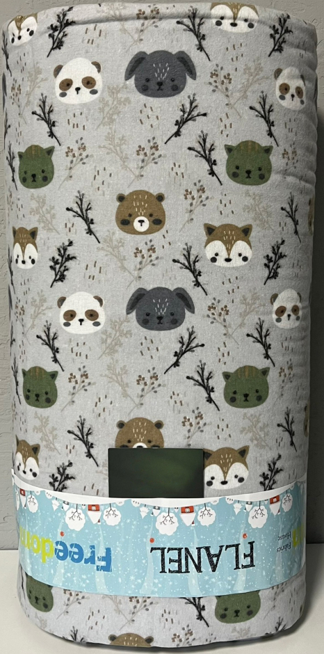 Тканина для постільної білизни Фланель (байка) дитяча FLB1070grey (25м)