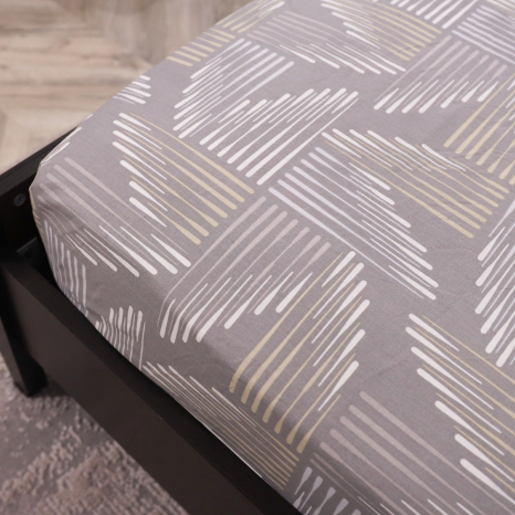 Простирадло на резинці (160*200*25) сіре з абстрактним принтом №661226