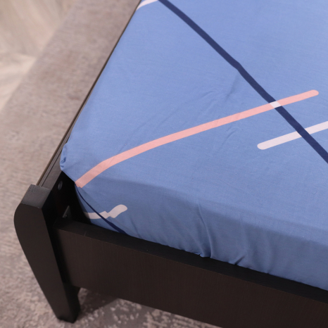 Простынь на резинке (140*200*25) голубое с геометрическим принтом №661747