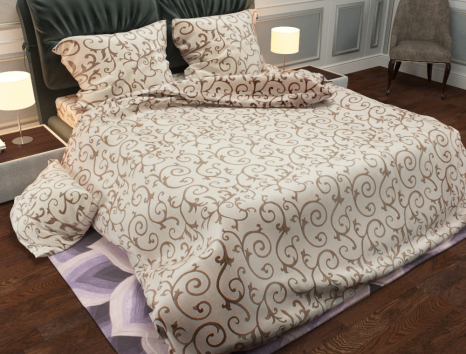 Тканина для постільної білизни Бязь "Gold" Lux "Світлий великий вензель" GL001