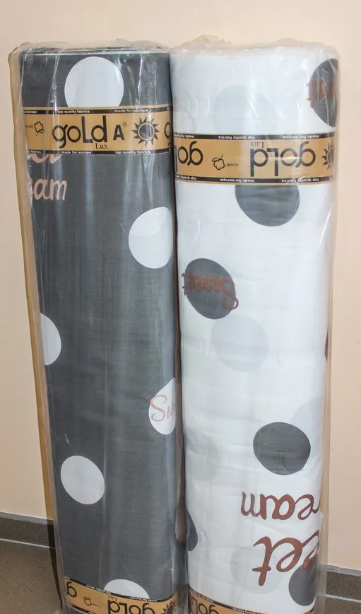 Ткань для постельного белья Бязь "Gold" Lux " Sweet Dream (чорно-белый горошек)" GL1208 (A+B) - (50м+50м)