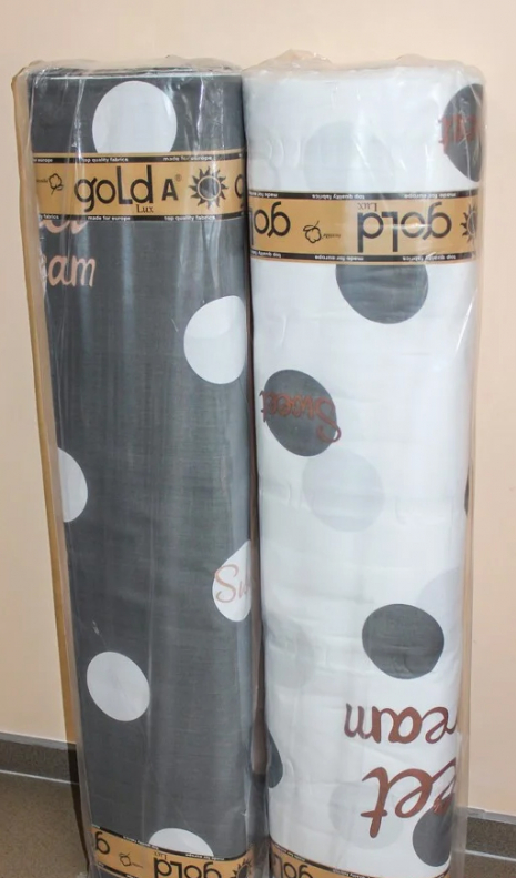 Ткань для постельного белья Бязь "Gold" Lux " Sweet Dream (чорно-белый горошек)" GL1208 (A+B) - (50м+50м)