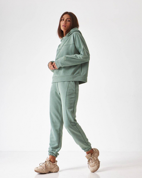 Жіночий спортивний костюм з капюшоном (Розмір S) фісташка №20222159