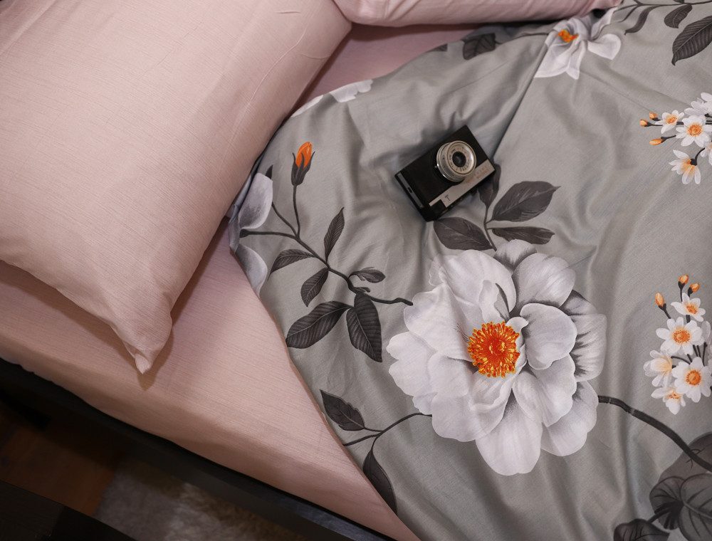 Полуторный набор постельного белья 150*220 из Сатина №018AB Черешенка™