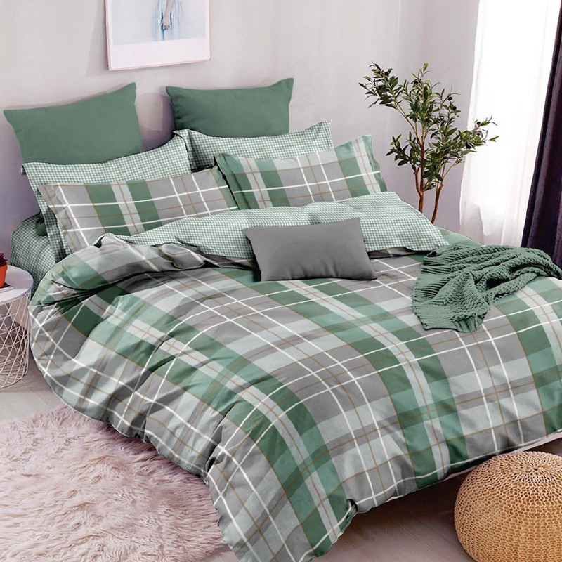 Тканина для постільної білизни Бязь "Gold" Lux GL1980green (A+B) - (50м+50м)