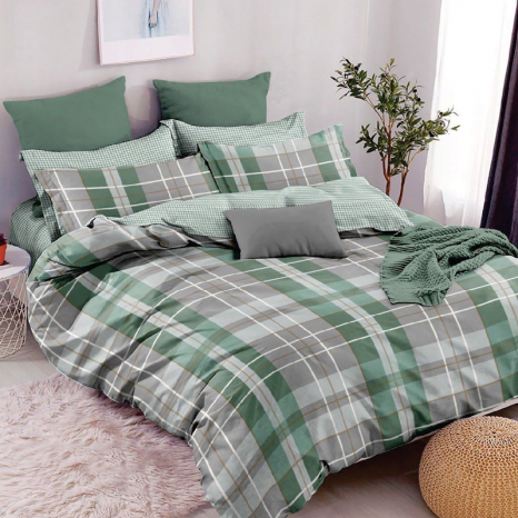 Тканина для постільної білизни Бязь "Gold" Lux GL1980green (A+B) - (50м+50м)