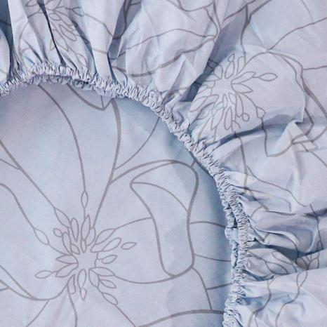 Простирадло на резинці (160*200*25) блакитне з квітковим принтом №661031