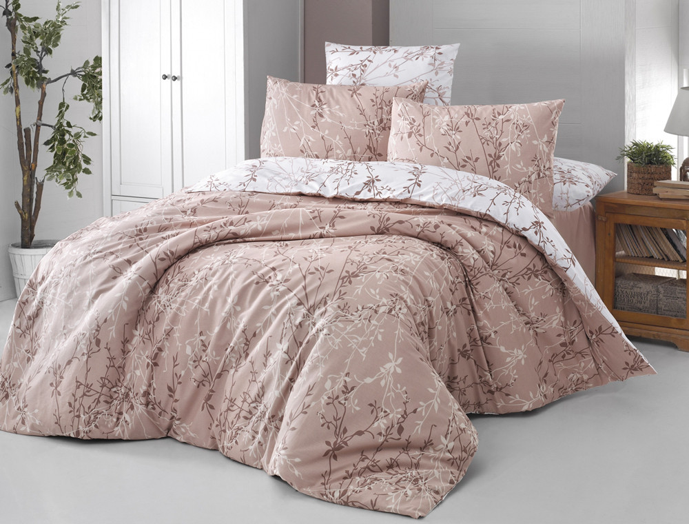 Полуторний набір постільної білизни 160*220 із Ранфорсу Zena Ekru First Choice™