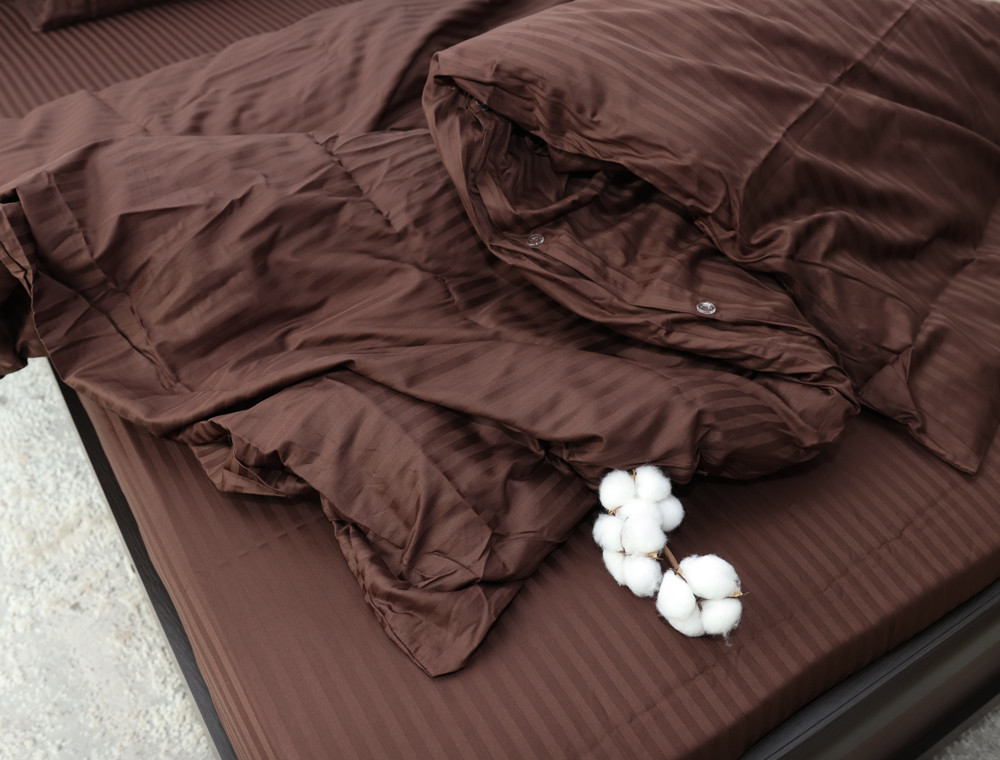 Двоспальний набір постільної білизни 180*220 зі Страйп Сатину №19-1012 Черешенка™