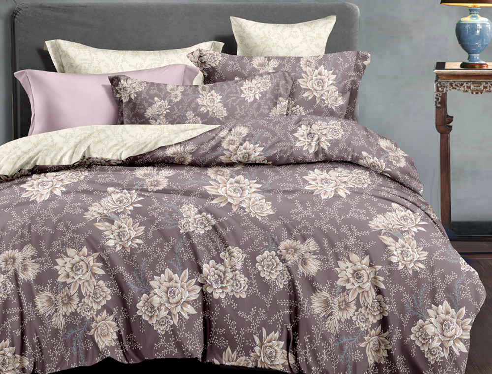 Двоспальний набір постільної білизни 180*220 із Сатину №601AB Черешенка™