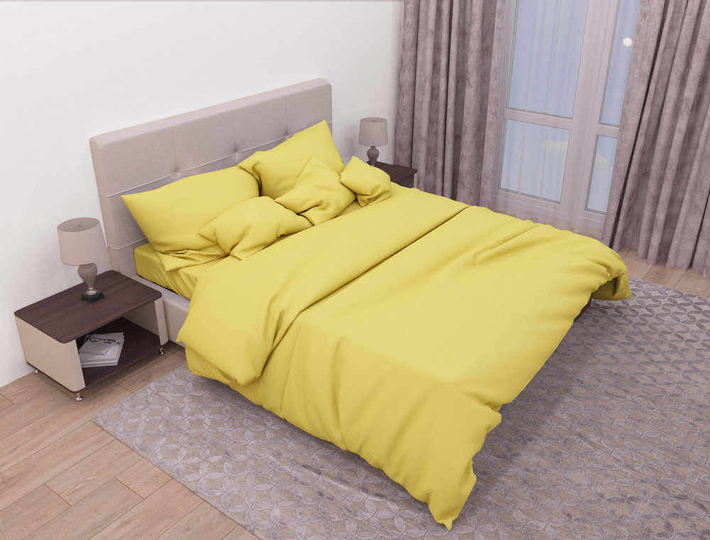 Тканина для постільної білизни Бязь "Gold" Lux однотонна GL1018yellow (50м)