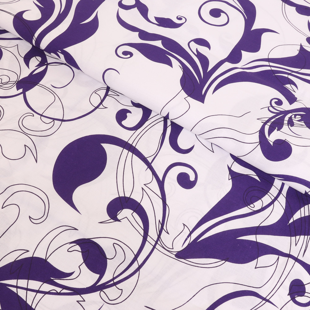 Ткань для постельного белья Бязь "Gold" Lux "Завитки (фиолетовый)" GL051 (A+B) - (50м+50м)