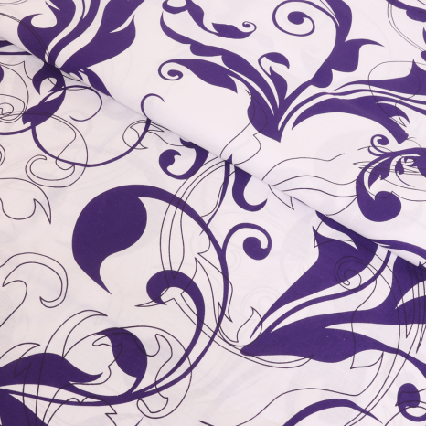 Ткань для постельного белья Бязь "Gold" Lux "Завитки (фиолетовый)" GL051 (A+B) - (50м+50м)