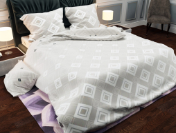 Ткань для постельного белья Бязь "Gold" Lux "Геометрический принт (ромб, серый)" GL942.