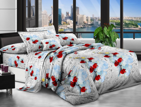 Євро набір постільної білизни 200*220 із полікотону №2011392 Черешенька™