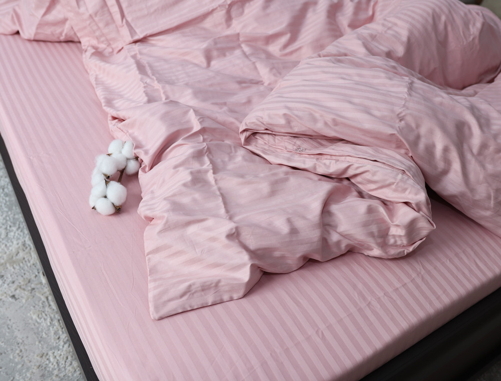 Сімейний набір постільної білизни зі Страйп Сатину №15-1611 Черешенка™