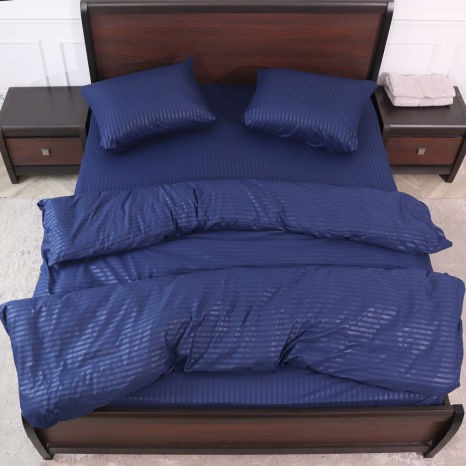 Двоспальний набір постільної білизни 180*220 із мікрофібри в смужку №201939 Черешенька™