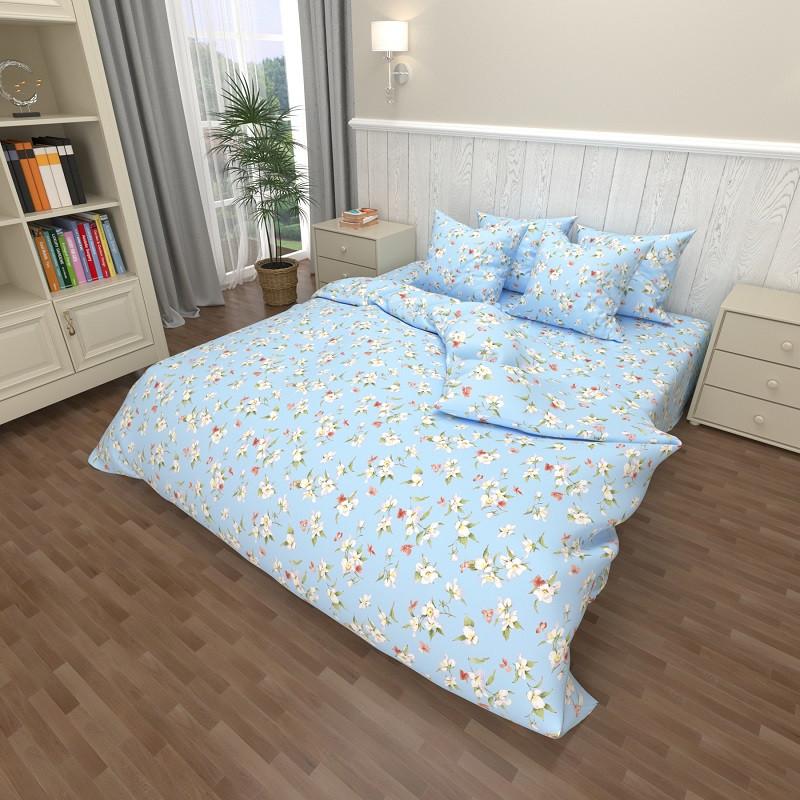 Ткань для постельного белья Бязь "Gold" Lux GL4050blue