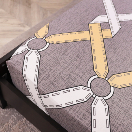 Простирадло на резинці (180*200*25) сіре з геометричним принтом №669110