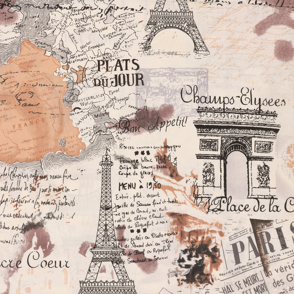 Тканина для постільної білизни Бязь "Gold" Lux "Архітектура Парижа"  GL157