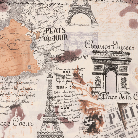 Тканина для постільної білизни Бязь "Gold" Lux "Архітектура Парижа"  GL157