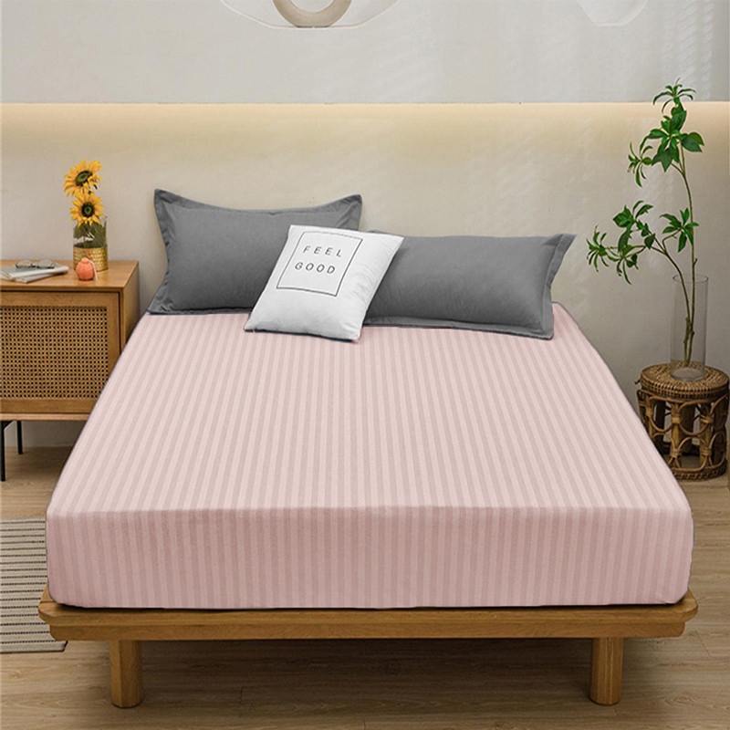 Простирадло на резинці (140*200*25) смугасте персикове №10024