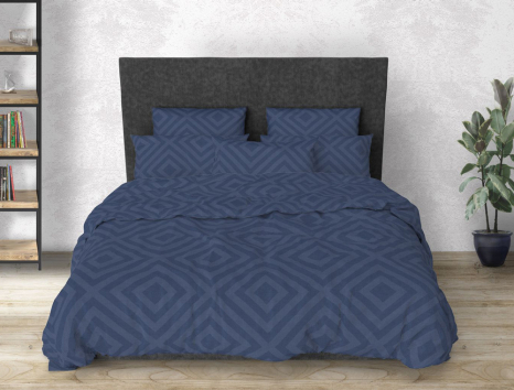 Тканина для постільної білизни Бязь "Gold" Lux з ромбами GL133blue (50м)