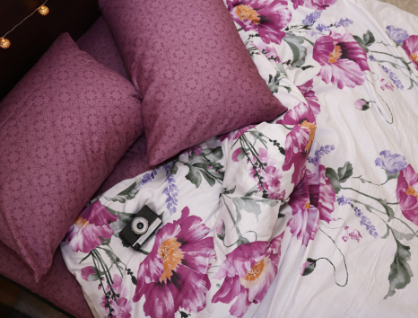 Полуторний набір постільної білизни 150*220 із Сатину №056AB Черешенка™