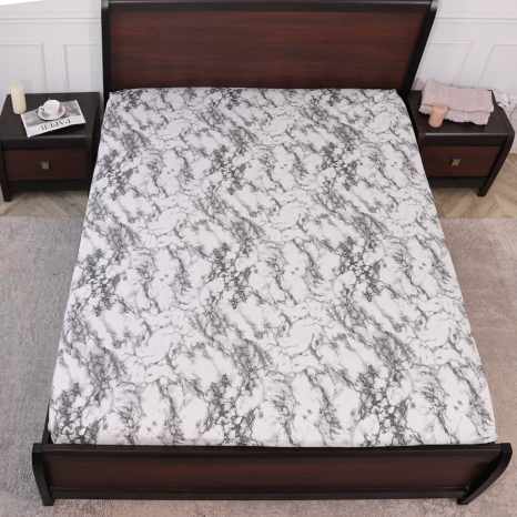 Простынь на резинке (180*200*25) белый мрамор №668093