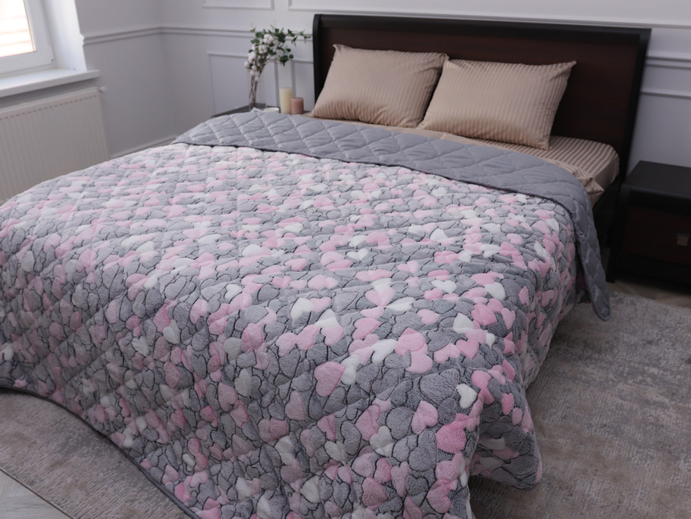 Полуторне флісове стьобане покривало №55085R