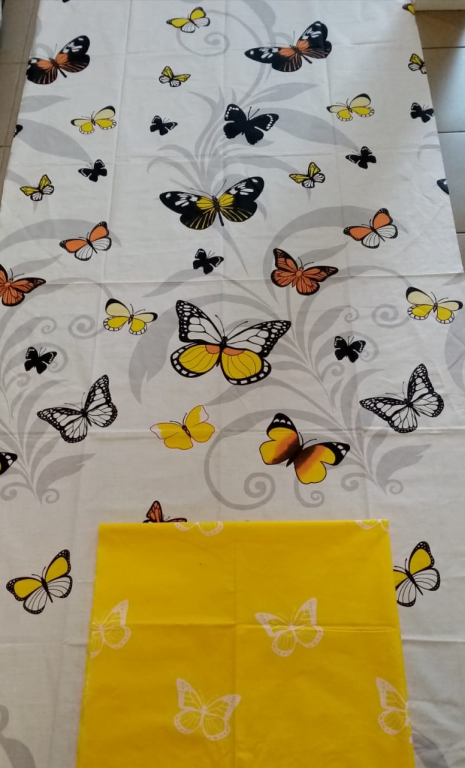 Тканина для постільної білизни Бязь "Gold" Lux "Кольорові метелики" GL1555 (A+B) - (50м+50м)