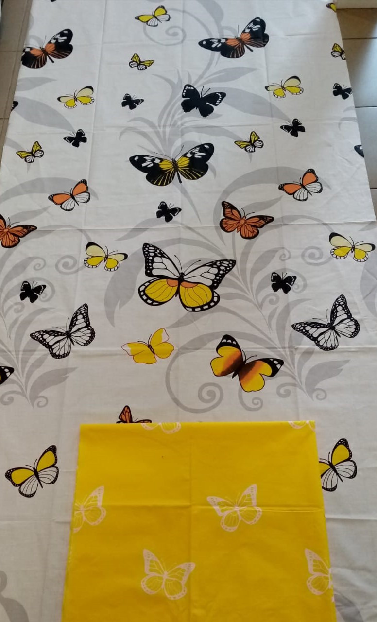 Тканина для постільної білизни Бязь "Gold" Lux "Кольорові метелики" GL1555 (A+B) - (50м+50м)