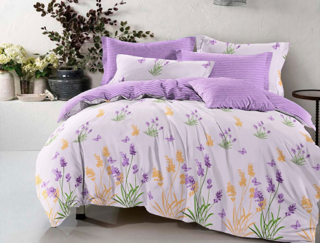 Євро-максі набір постільної білизни 200*220 із Бязі "Gold" з простирадлом на резинці №14755AB Черешенька™