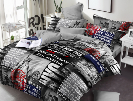 Євро-максі набір постільної білизни 200*220 із Сатину №1763AB Черешенка™